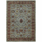 HomeRoots 510004 9 x 12 ft. Blue Red Green & Gold Oriental Power Loom Stain Resistant Rectangle Area Rug