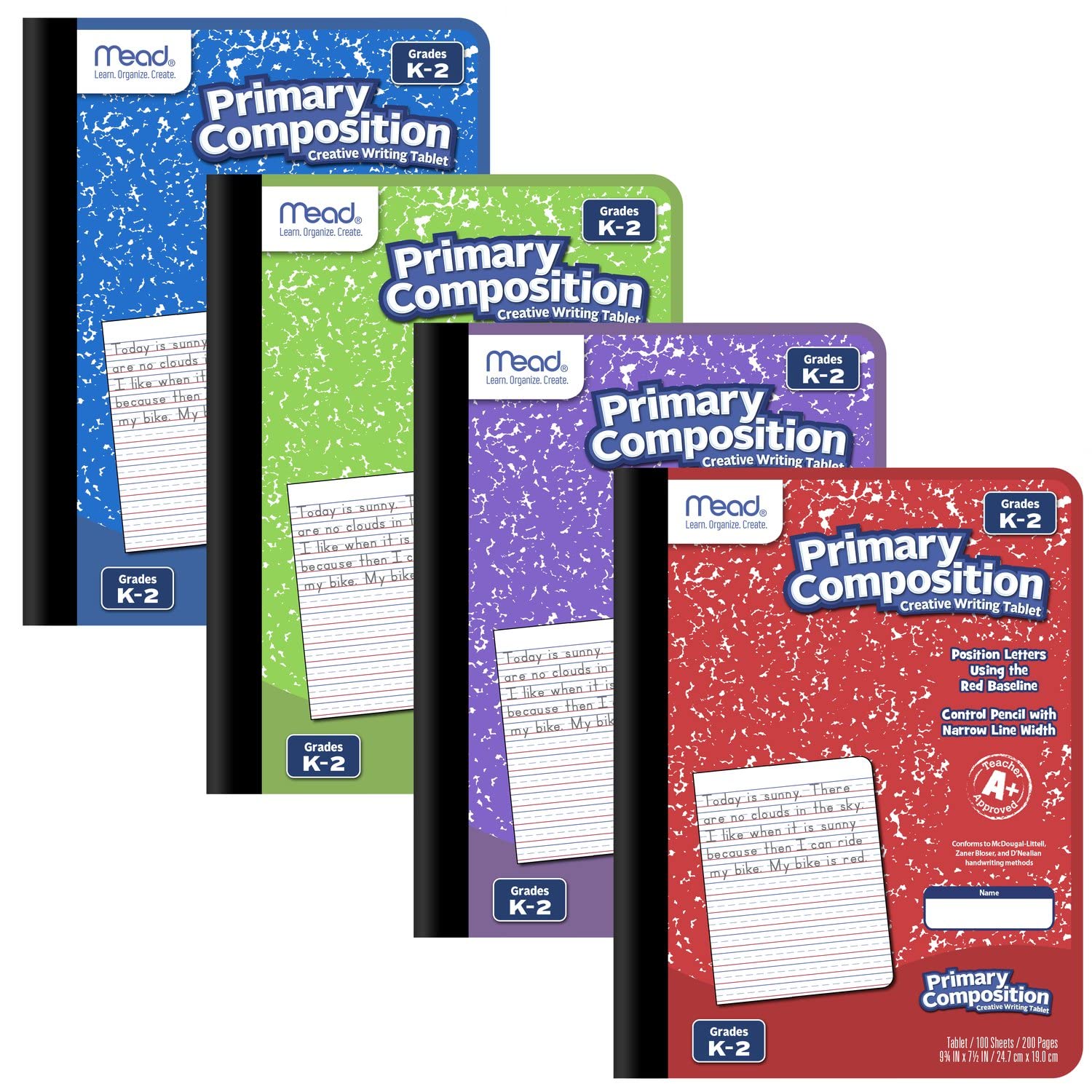 Mead Primary Composition Book, Ruled, Grades K-2, 100 Sheets, 7-1/2' X 9-3/4', 4 Pack (610053-Ecm)