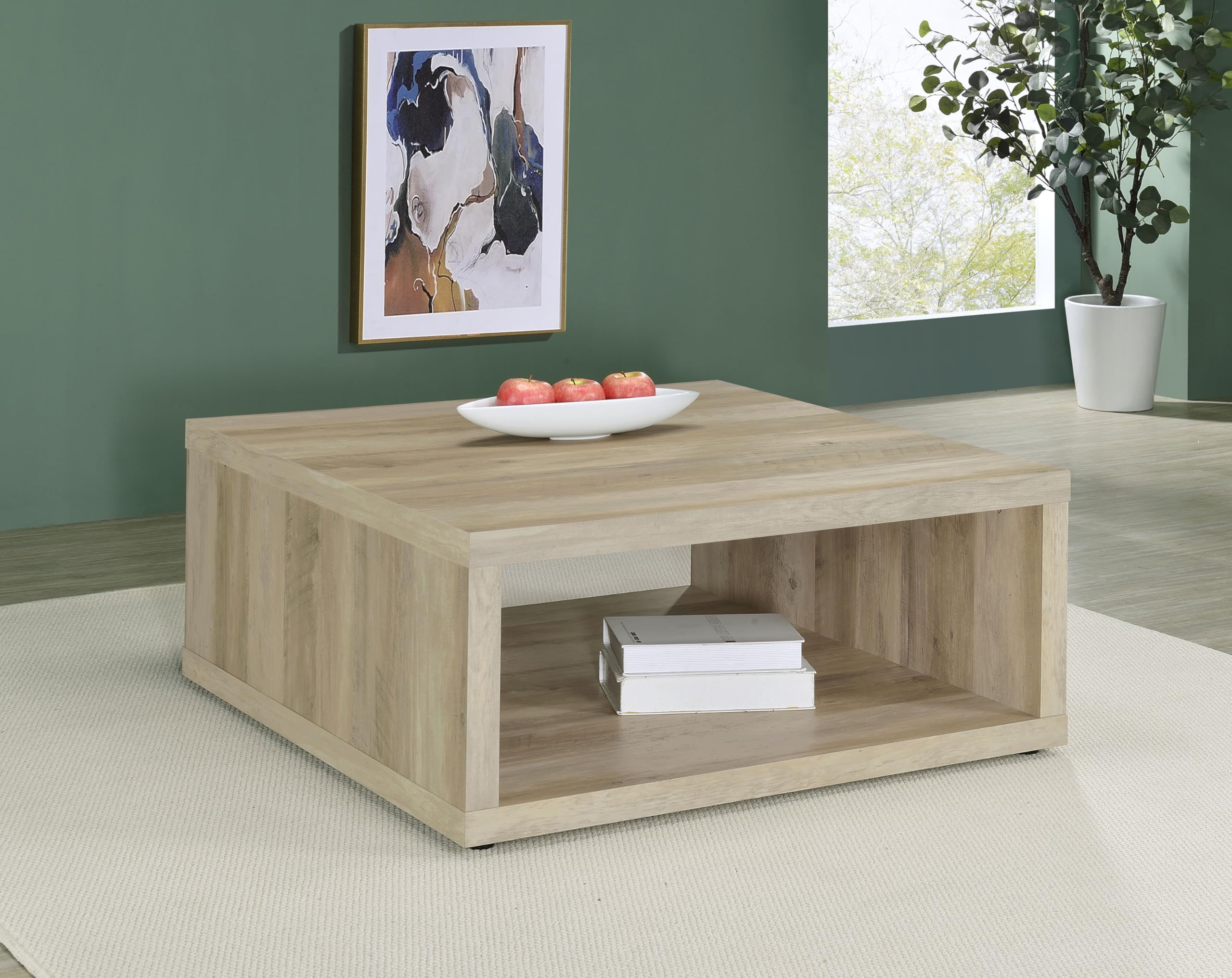 Coaster Home Furnishings Frisco Square Engineered Wood Coffee Table Distressed Pine