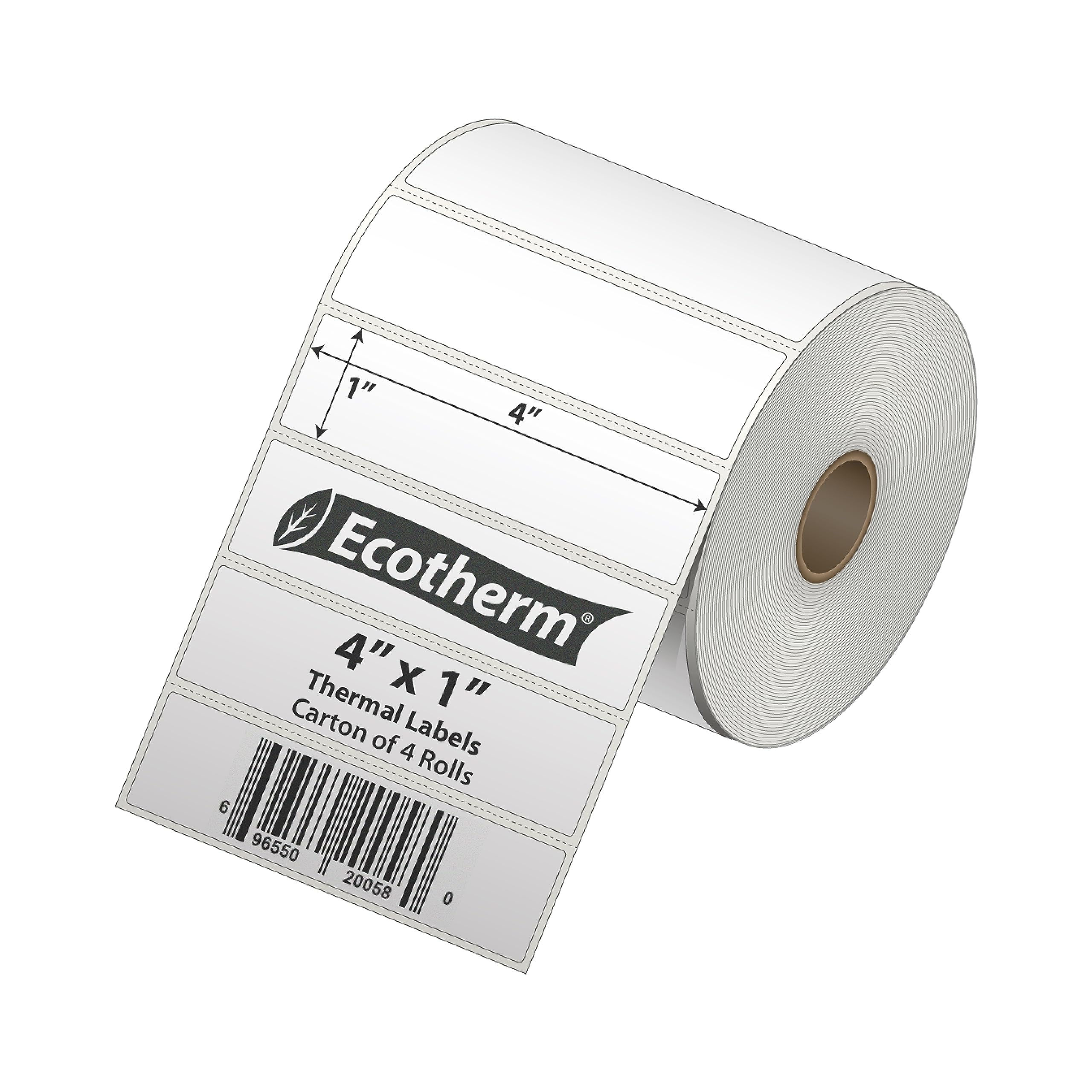 4' X 1' Thermal Labels | 4 Rolls | 5360 Labels | Fits Zebra, Munbyn, Rollo, Godex, Arkscan, Idprt, Offnova Thermal Label Print