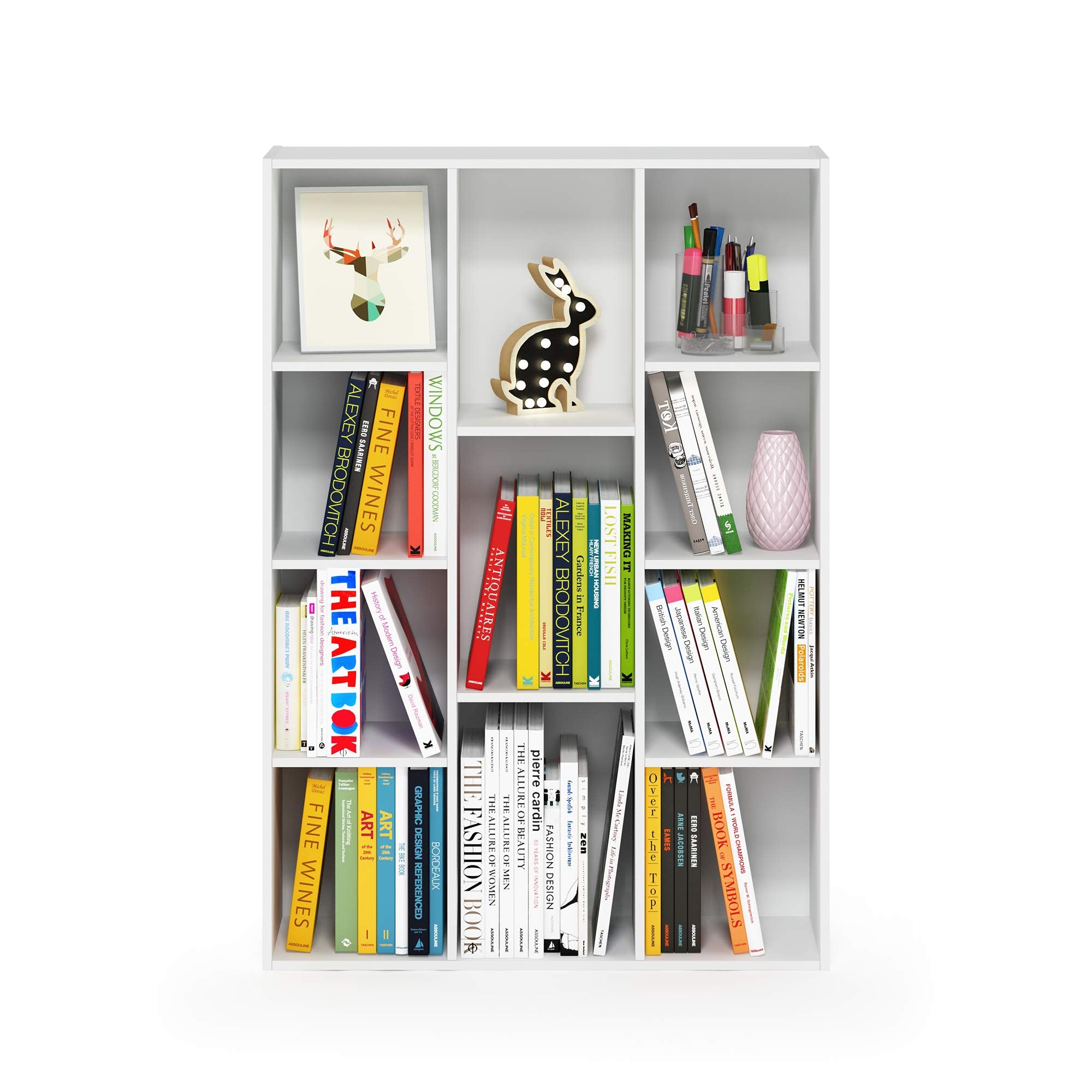 Furinno Luder Bookcase / Book / Storage , 11-Cube, White