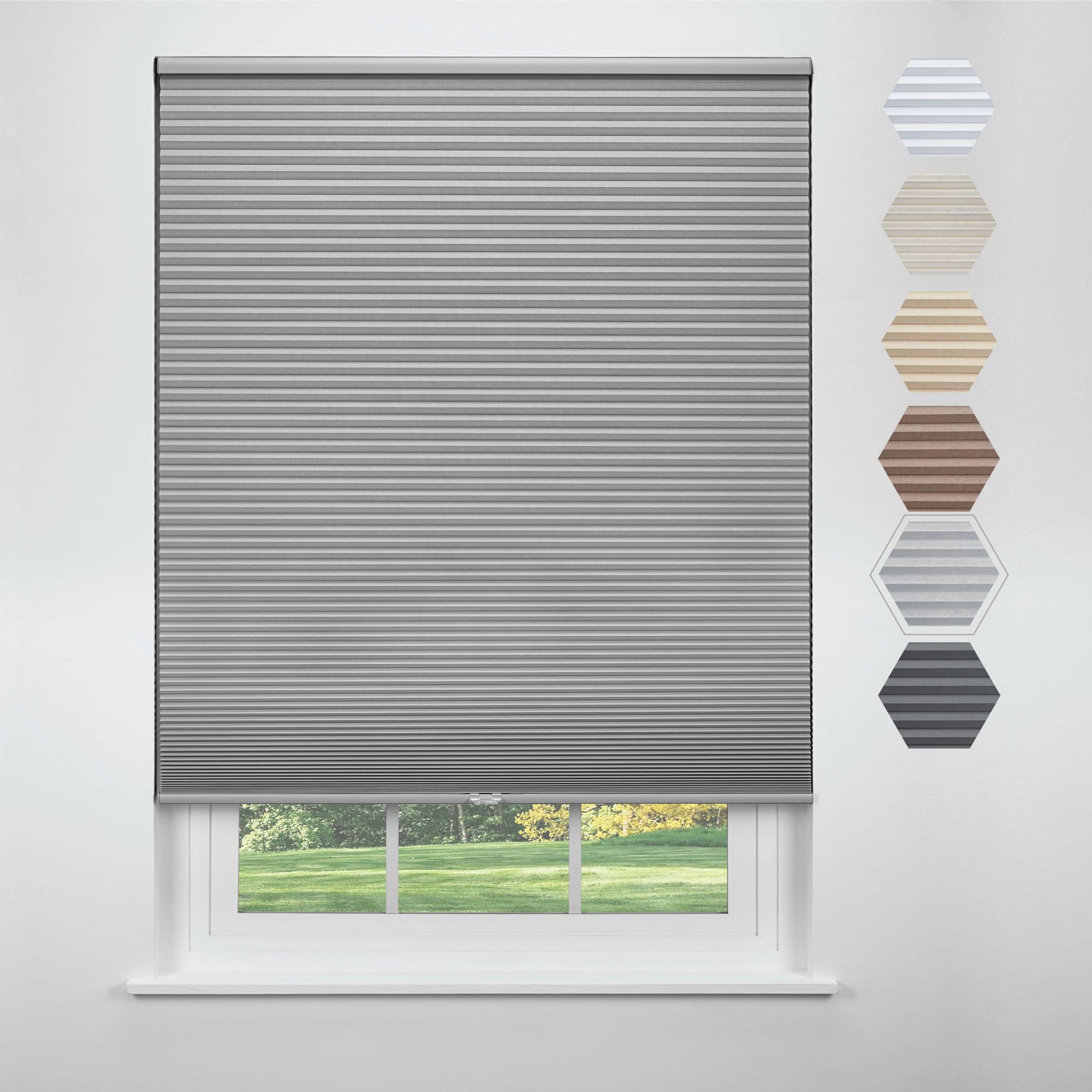 Linen Avenue Cordless Standard Blackout Cellular Shade 59 W x 48 H, Platinum (Arrives 1/4  Narrower)