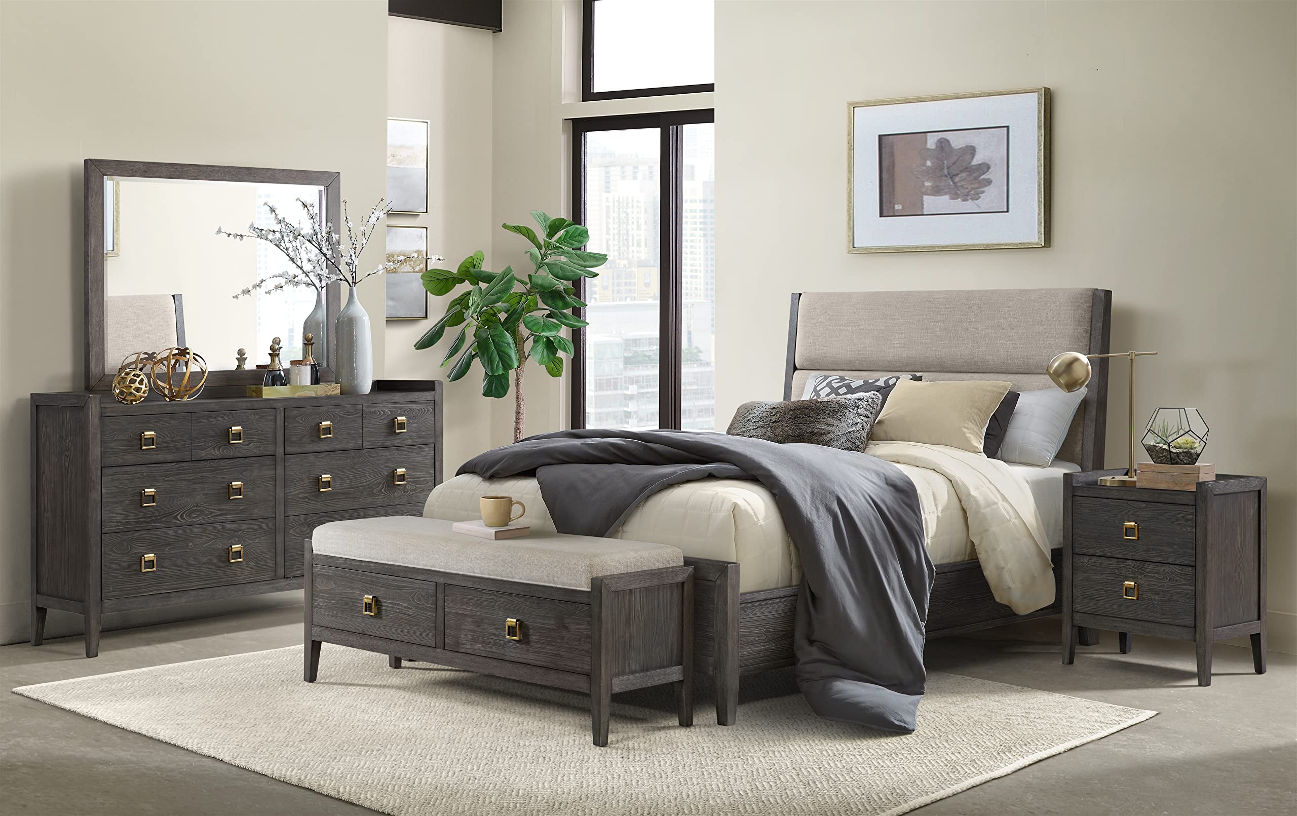 Intercon Portia 46&quot; Wide Bedroom Gentleman's Chest with 6 Drawers, Brushed Brindle Furniture