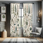 Ambesonne Neutral Window Curtains Pack Of 2, Exotic Botanical Illustration Of Leaves Pastel Tones Ferns And Palms, Lightweight S