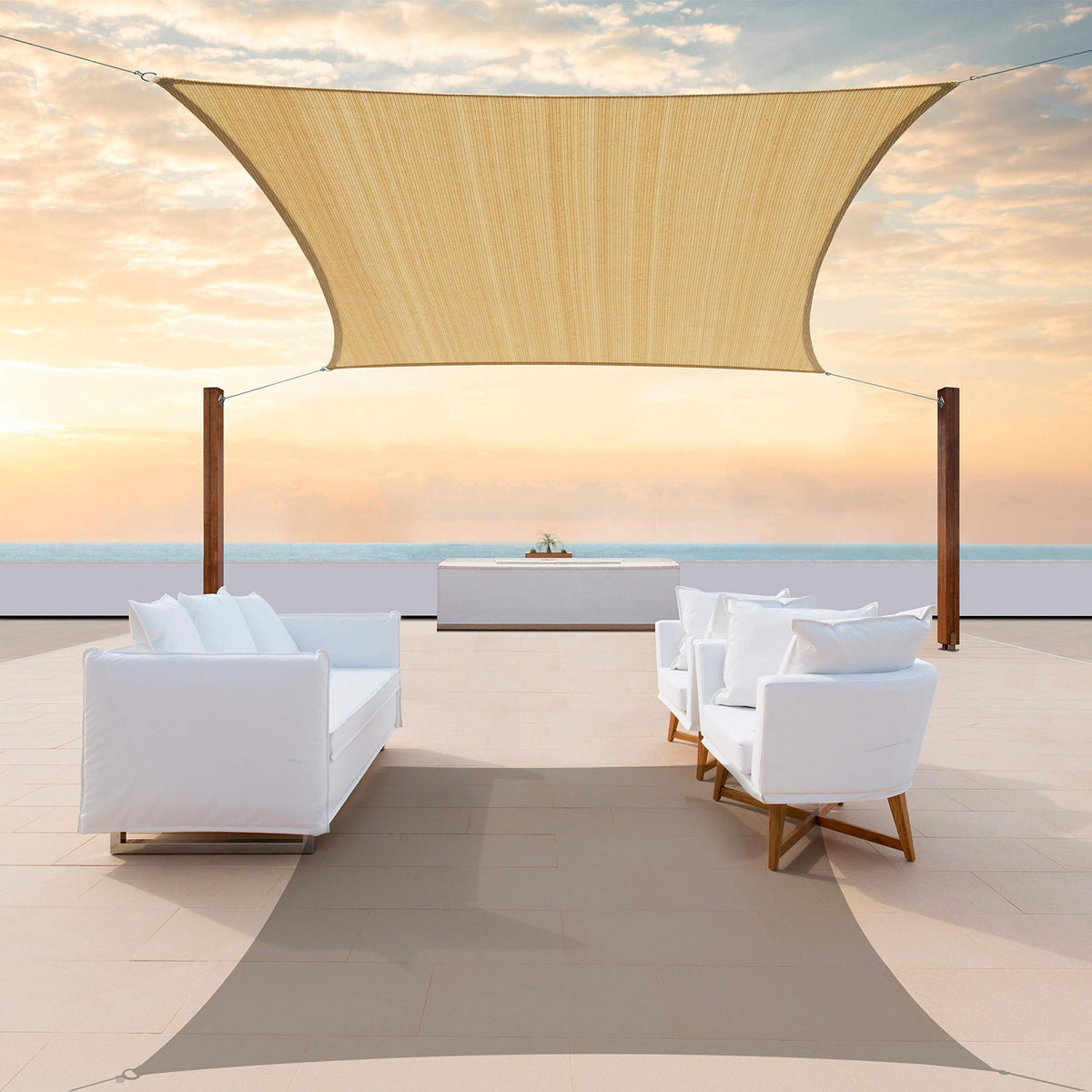 Colourtree Ctslr Custom Size 7' X 10' Sand Beige Sun Shade Sail Canopy Uv Block Upf50  Rectangle - Commercial Standard Heavy Dut