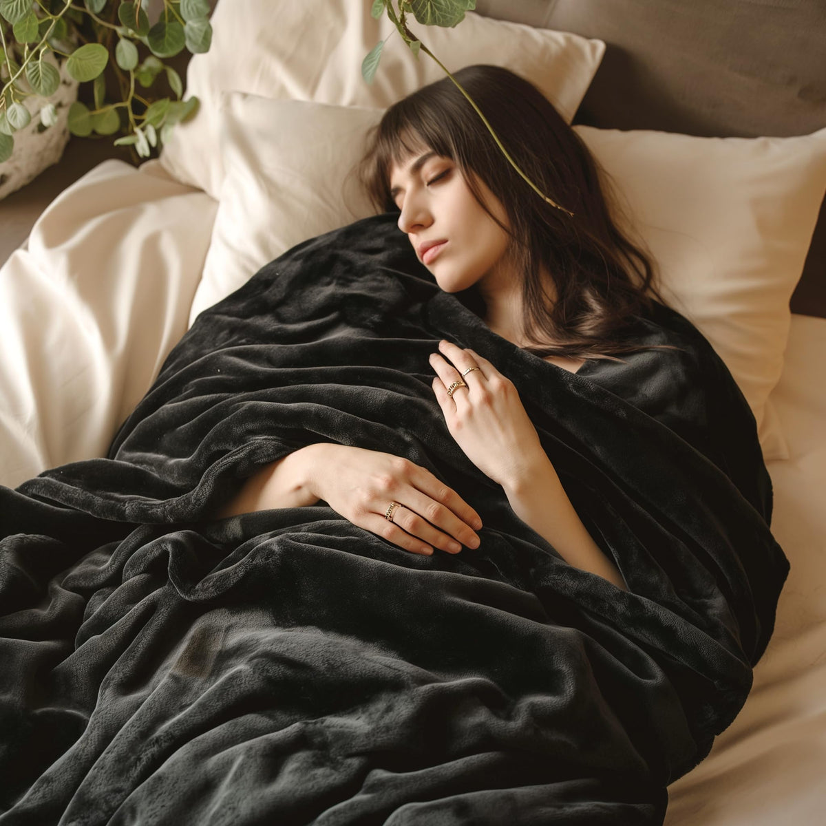 Bedsure Fleece Bed Blankets Full Size Black - Soft Lightweight Plush Fuzzy Cozy Luxury Blanket Microfiber, 84X90 Inches