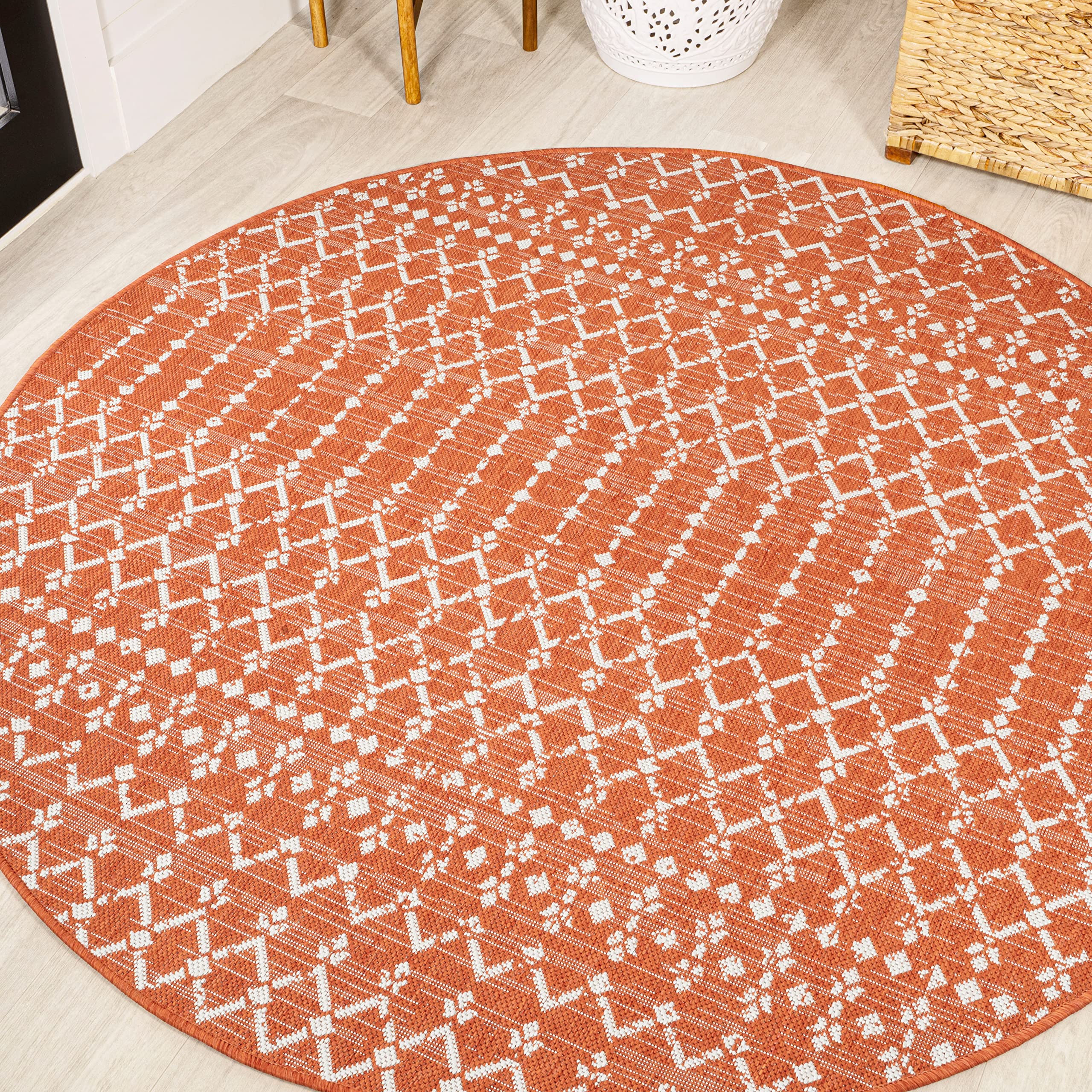 Jonathan Y Smb108P-5R Ourika Moroccan Geometric Textured Weave Indoor Outdoor -Area Rug, Coastal, Bohemian, Modern Easy-Cleaning