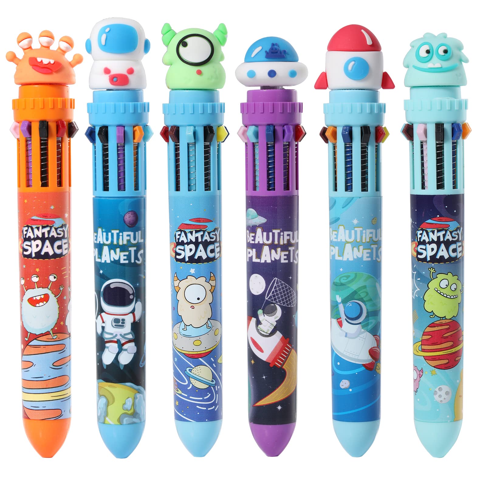 Yoytoo Multicolor Ballpoint Pen 0.5 Mm, 10-In-1 Colored Retractable Space Ballpoint Pens For Office Back To School Supplies Stud