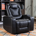 Anj Power Recliner Chair With Usb Ports And Cup Holders - Overstuffed Electric Home Theater Seating Pu Leather Reclining Furnitu