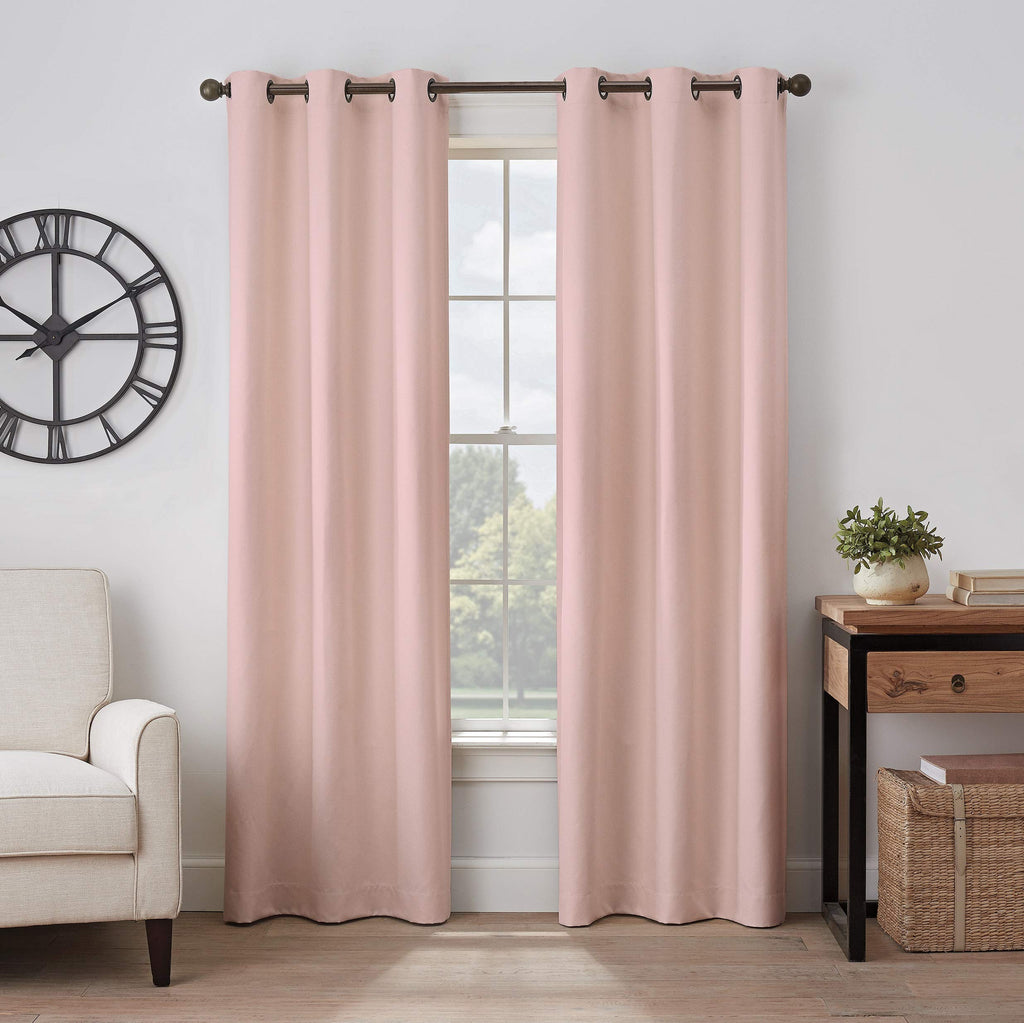 Eclipse Gabriella Grommet Top Curtains for Bedroom, Single Panel, 40'' x 63'', Blush