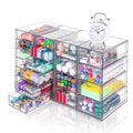 Vzkah Acrylic Organizer With Drawers | 20 Drawers 4 Sets | Desk Organizer And Storage, Clear Makeup Organizer, For Office/Art Su