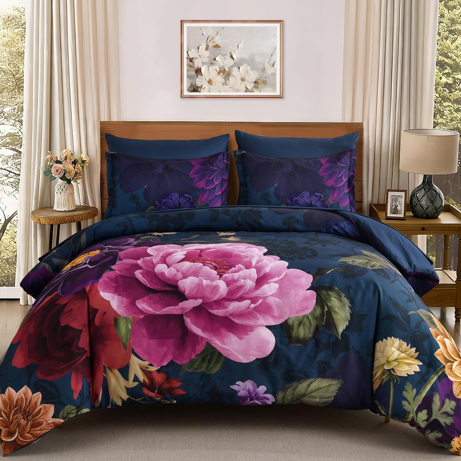 Wongs Bedding Floral Comforter Set Botanical Floral Bedding SetYs01Ab091666Q7UA