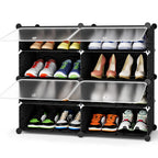 Homidec Shoe Rack, 4 Tier Shoe Storage Cabinet 16 Pair Plastic Shoe Shelves Organizer For Closet Hallway Bedroom Entryway Black