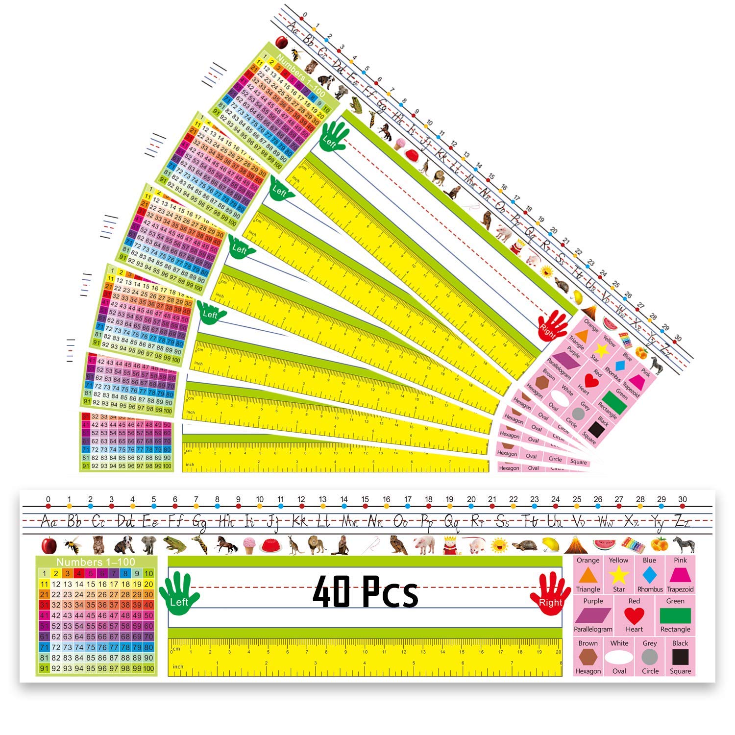 Kingovalley Name Plates For Desk, Colorful Traditional Manuscript Nameplates, Self-Adhesive Desk Tags For School Classroom Decor