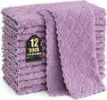Homaxy 12 Pack Kitchen Dish Cloths (10 x 10 Inches, Purple), Super Soft and Absorbent Coral Velvet Dish Towels, Nonstick Oil Fas
