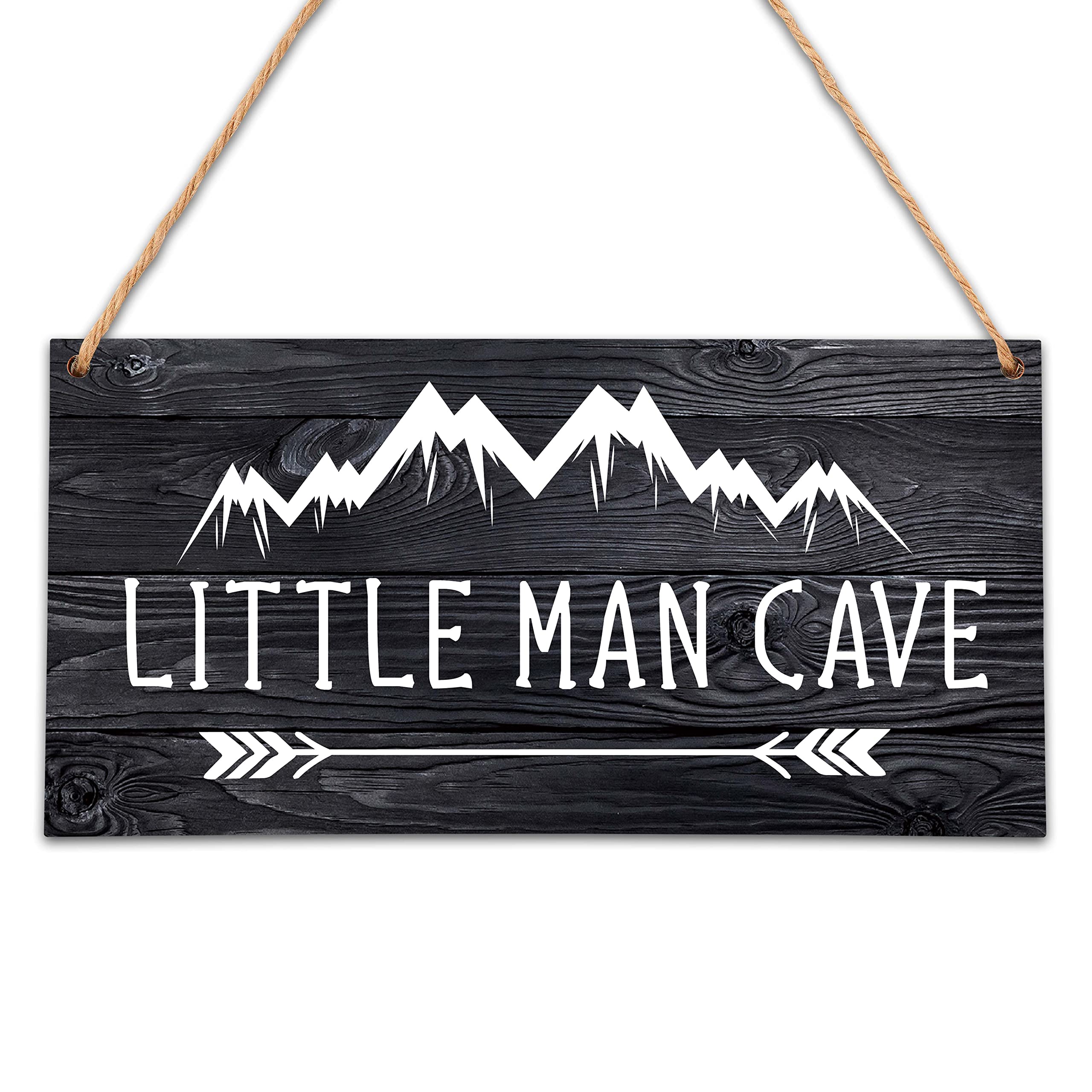 Mountain Nursery Decor for Boys Room, 5x10 Little Man Cave Wood Sign, Natural Baby Room Wall Decor Playroom Decor, Gift for Baby
