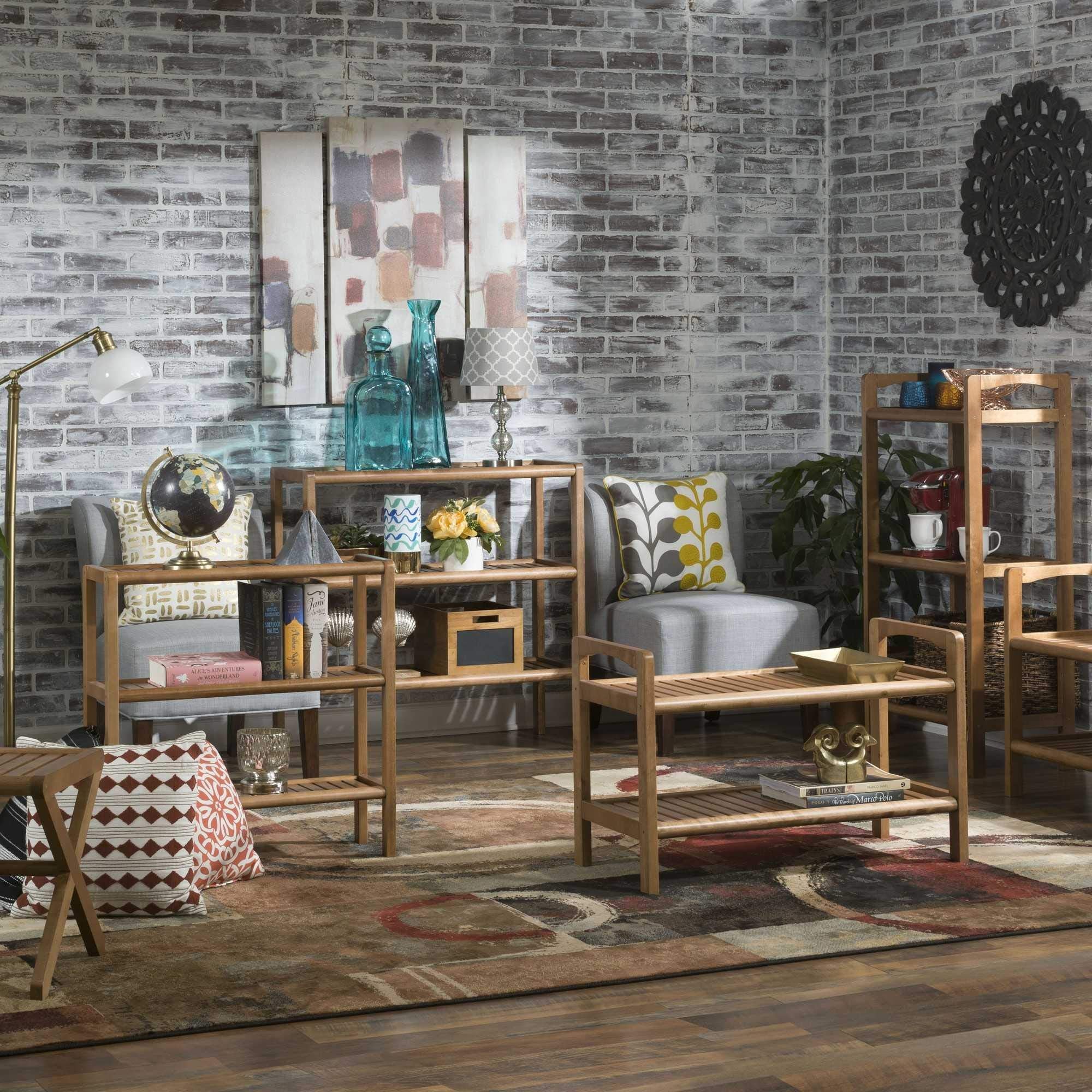 HomeRoots Walnut Versatile Shoe Rack Shelving Unit