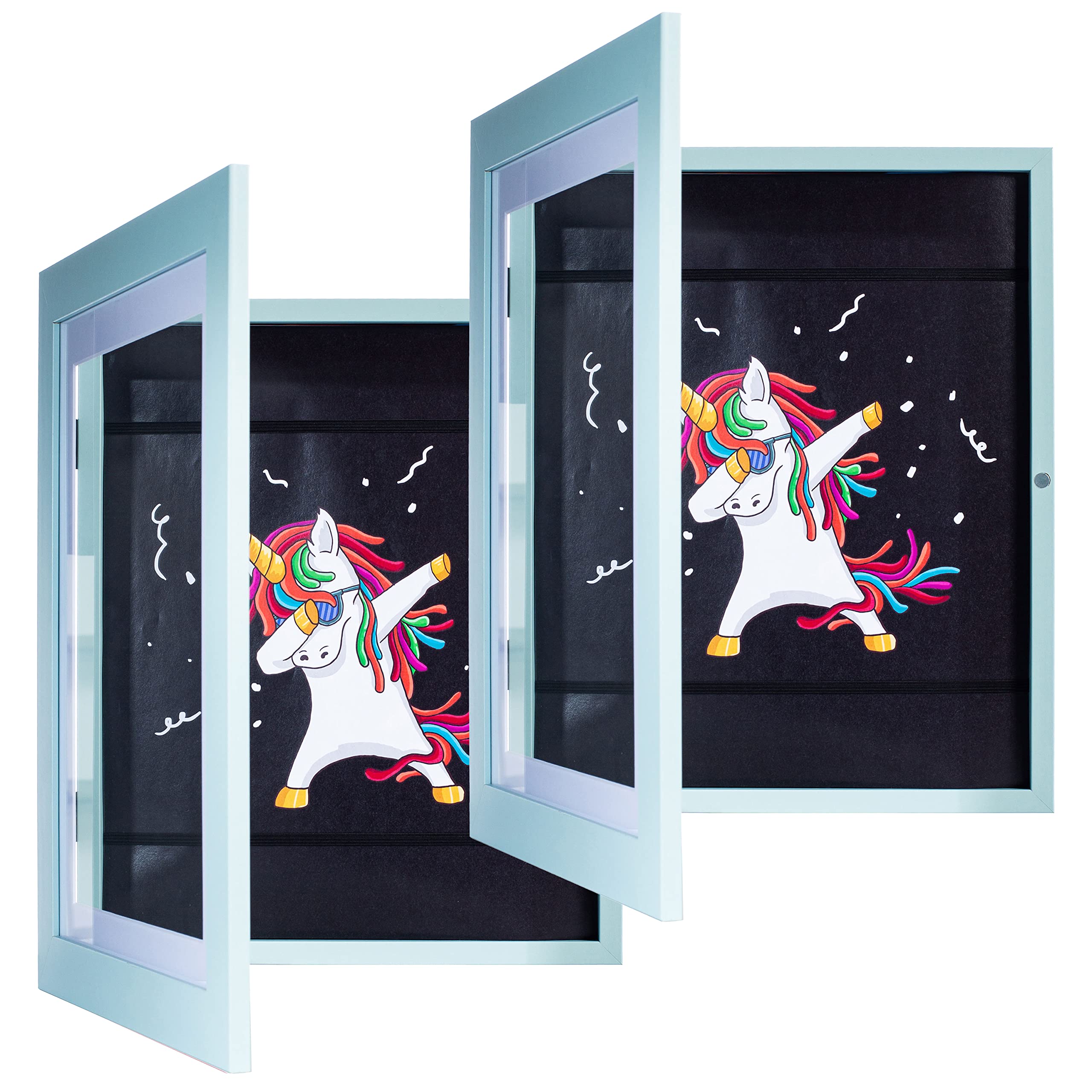 FrameWorks 2-Pack, 10    x 12.5    Light Blue Wooden Kids Art Frame - Frames for Kids Artwork with Gallery Style Edges, Tempered