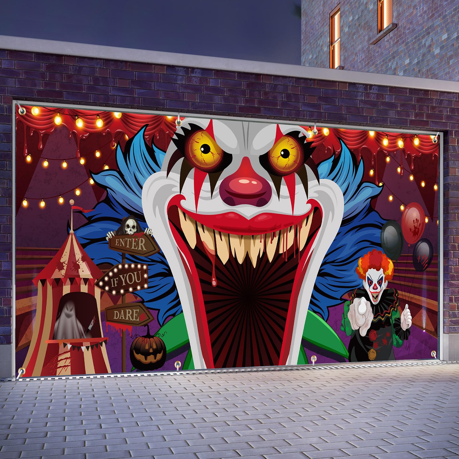 Ganeen 6 X 13 Ft Halloween Garage Door Banner Halloween Garage Door Decorations Horror Party Decorations For Garage Door, Assemb