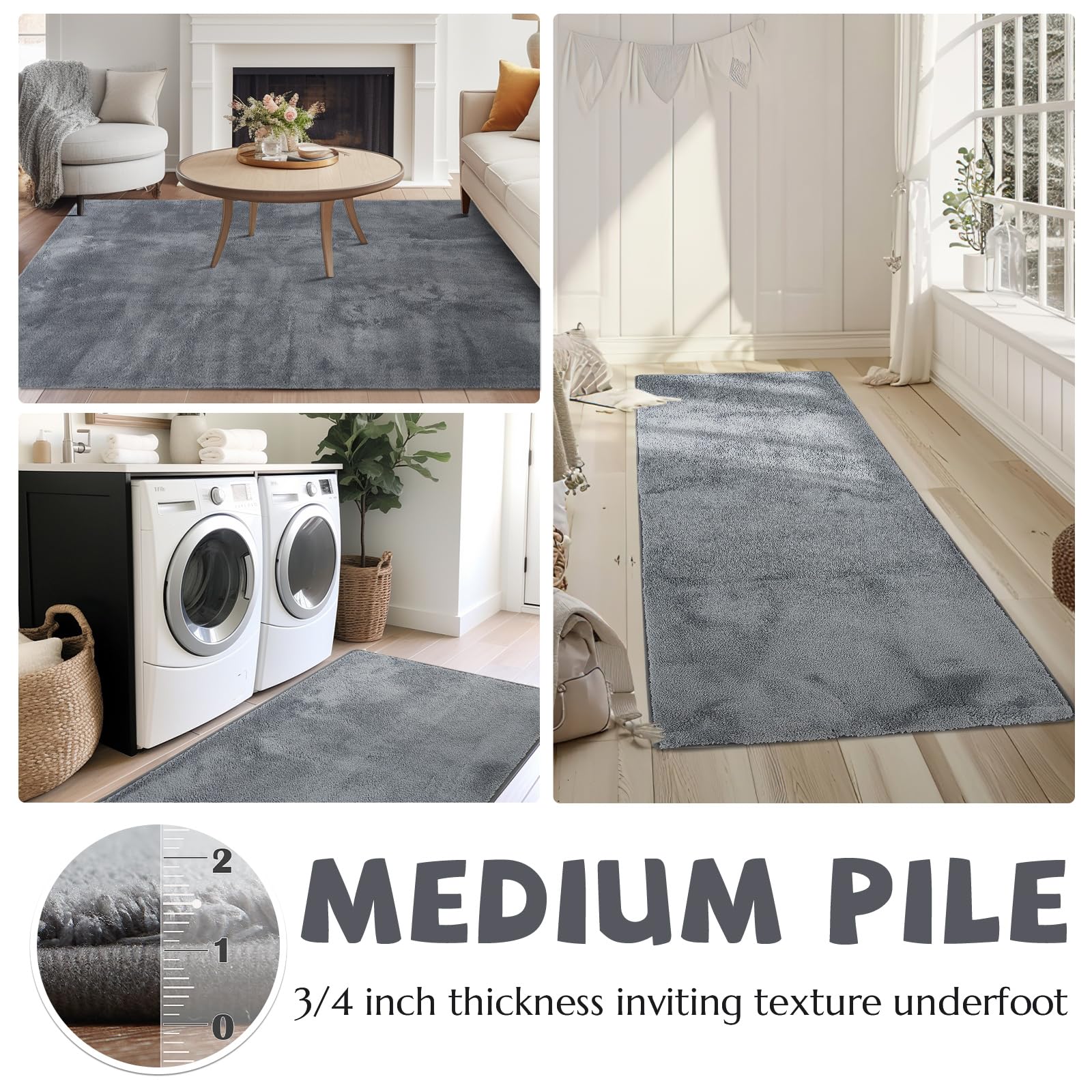Jinchan Solid Plush Runner Rug 2X6 Performance Shaggy Rug Washable Rug Hallway Rug Soft Rug Modern Faux Faux Wool Rug Cozy Non S