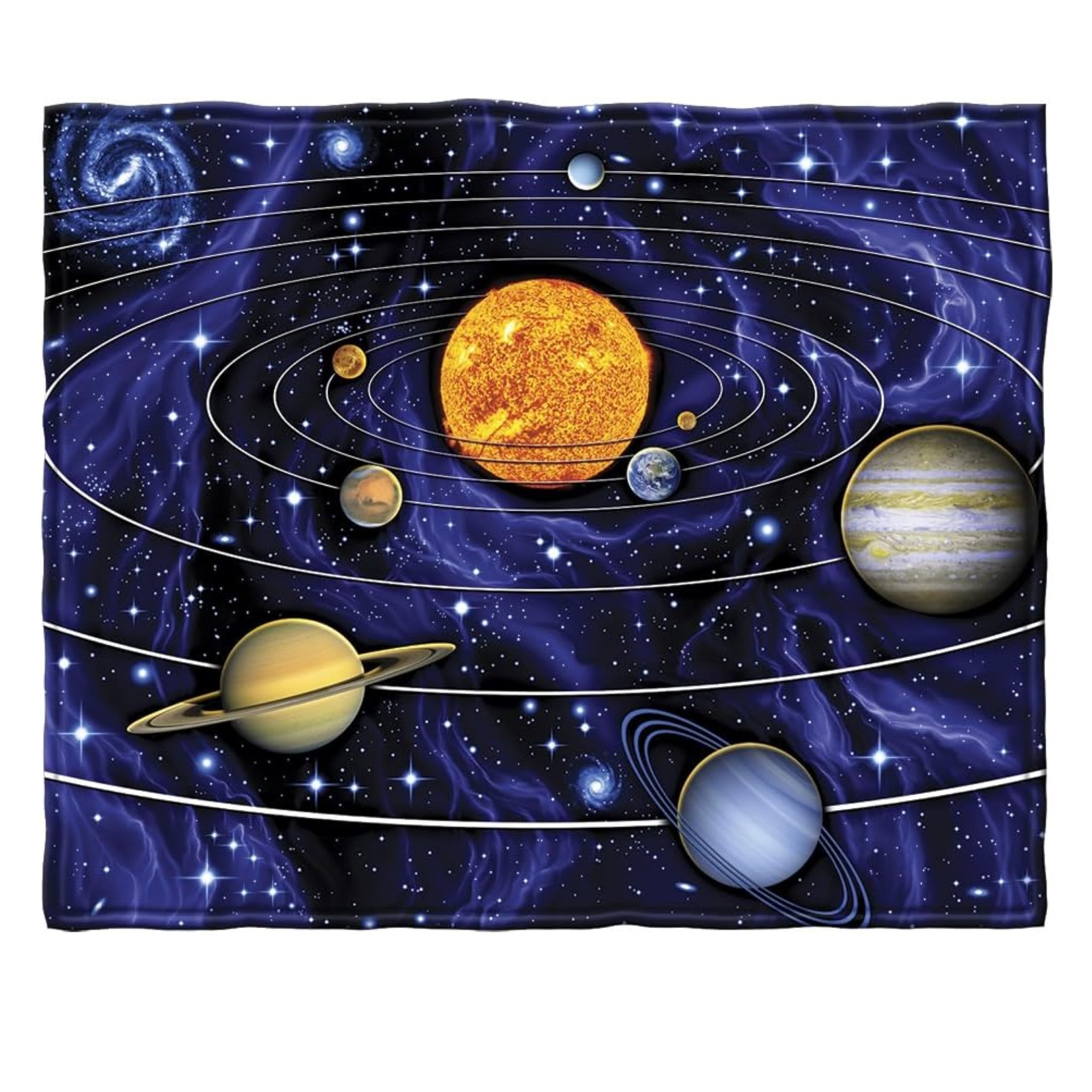Dawhud Direct Solar System Blanket - 50X60-Inch Space-Themed Plush Fleece Throw Blanket For Kids, Boys, And Adults - Soft Outer