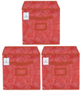 Kuber Industries Laheriya Design Non Woven 3 Pieces Large Foldable Storage Organiser Cubes/Boxes (Orange)  Ctgtc36103