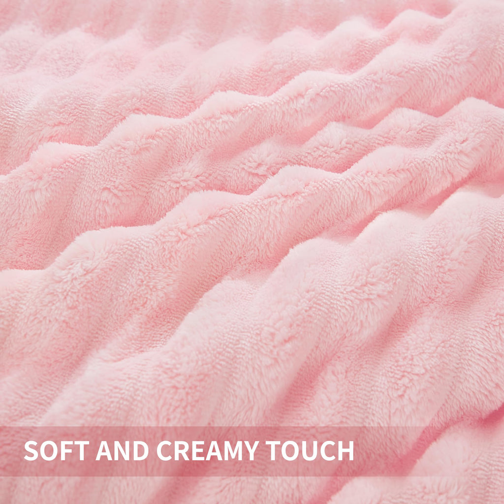 Andency Pink Comforter Set Queen, 3 Pieces Fleece Comforter Set For Queen Size Bed, Soft Warm Fluffy Fuzzy Luxury Plush Bedding