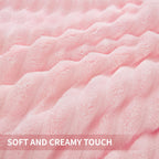 Andency Pink Comforter Set Queen, 3 Pieces Fleece Comforter Set For Queen Size Bed, Soft Warm Fluffy Fuzzy Luxury Plush Bedding