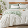 Phf 3 Pieces Cream Waffle Weave Comforter Set King Size - Ultra Soft Textured Waffle Comforter With 2 Pillow Shams, Lightweight