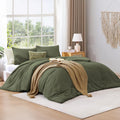 Wrensonge Olive Green Comforter Full Size, 3 Piece Soft Microfiber Full Size Comforter Sets(1 Fluffy Full Size Comforter With 2