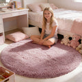 yulidayang Fluffy Round Area Rugs for Bedroom,Blush 3'X3'Shag Circle Area Rugs for Living Room,Non Slip Fuzzy Plush Rug for Kids