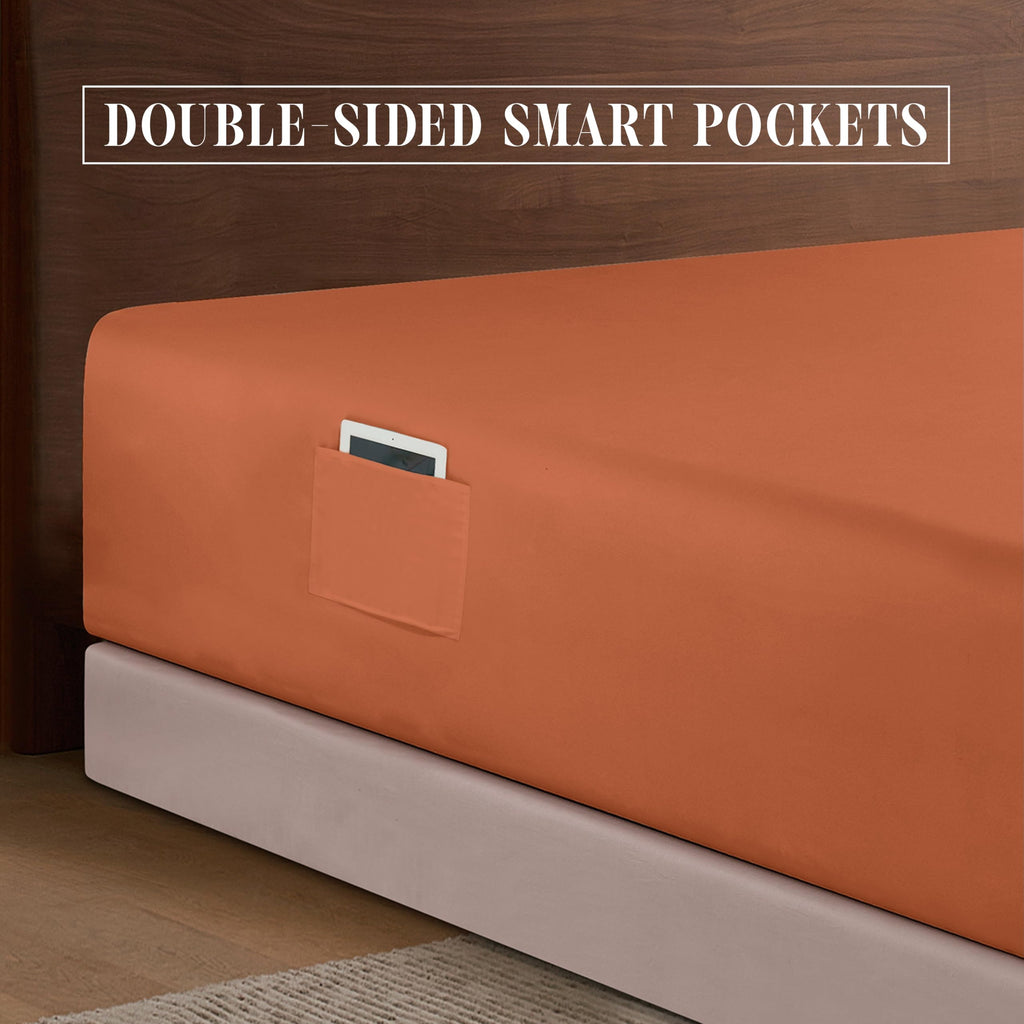 Elegant Comfort 1500 Premium Hotel Quality 18-24 Inches Deep - Extra Deep Pocket Single Fitted Sheet For High Mattress, Luxury And Softest, Smart Pocket - Wrinkle Free, Full, Coral