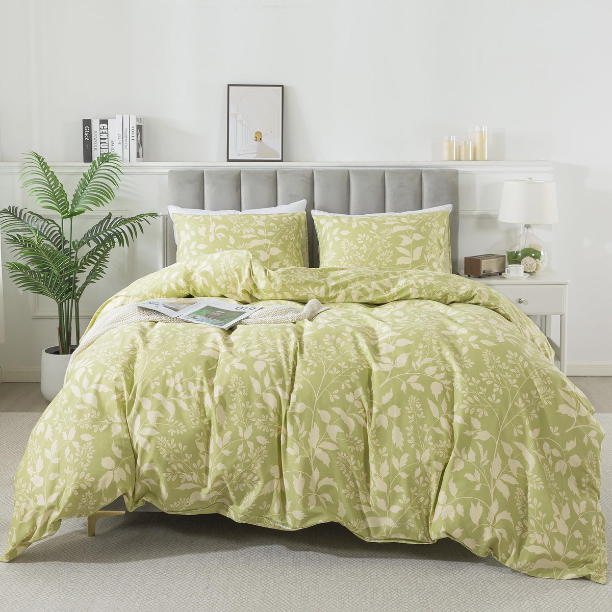 HoneiLife Wildflower Duvet Cover Queen - 100% Cotton Comforter Cover Sets, 3-PC Comfortable Floral Duvet Cover Sets, Soft & Brea