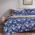 Sleep Zone Bedding Duvet Cover Sets Printed Baroque Floral Pattern 120Gsm Ultra Soft Zipper Closure Corner Ties, Baroque Blue, K