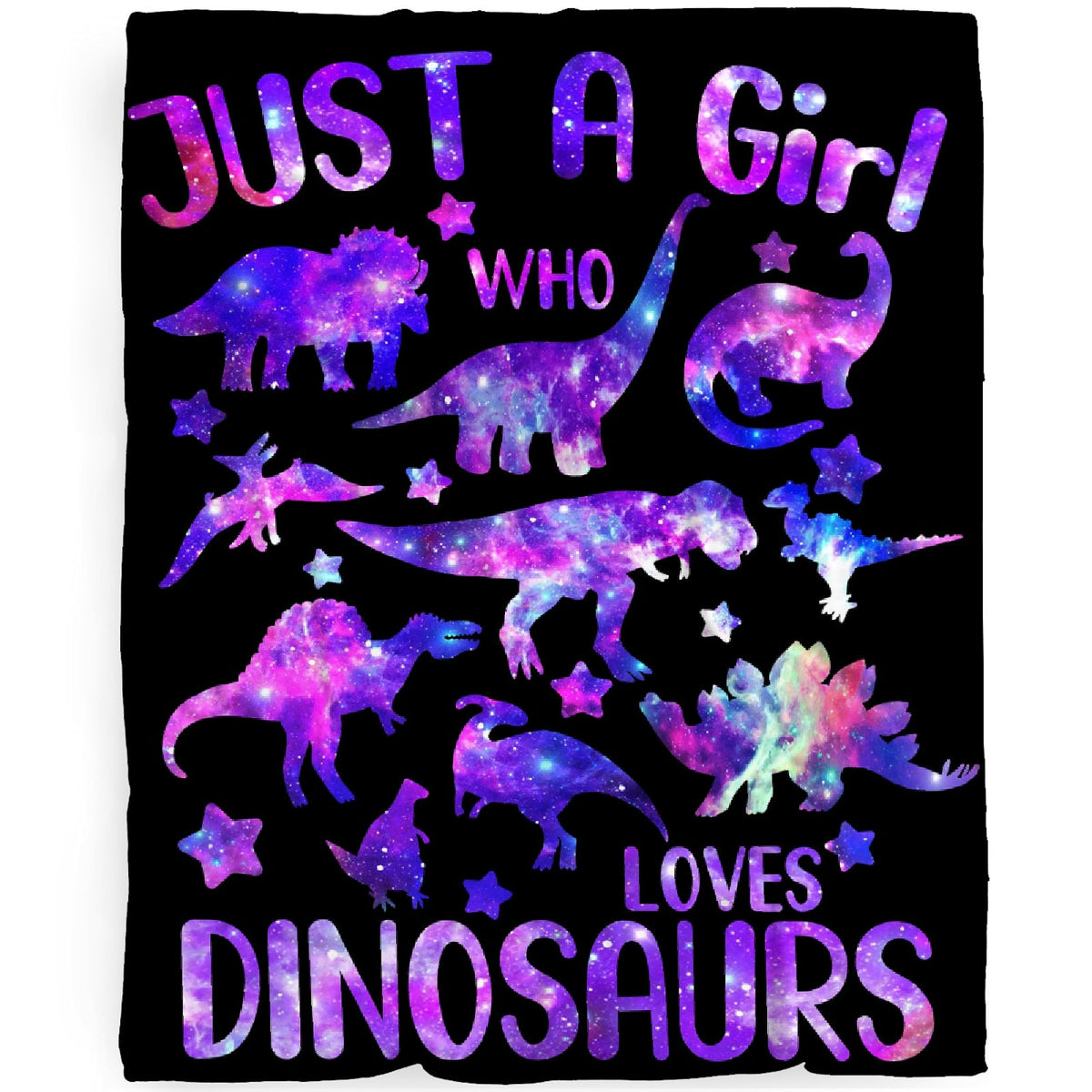 Just A Girl Who Loves Dinosaurs Purple Blanket Gifts For Boys Girls, Jurassic Dino Decor Plush Soft Lightweight Flannel Fleece D