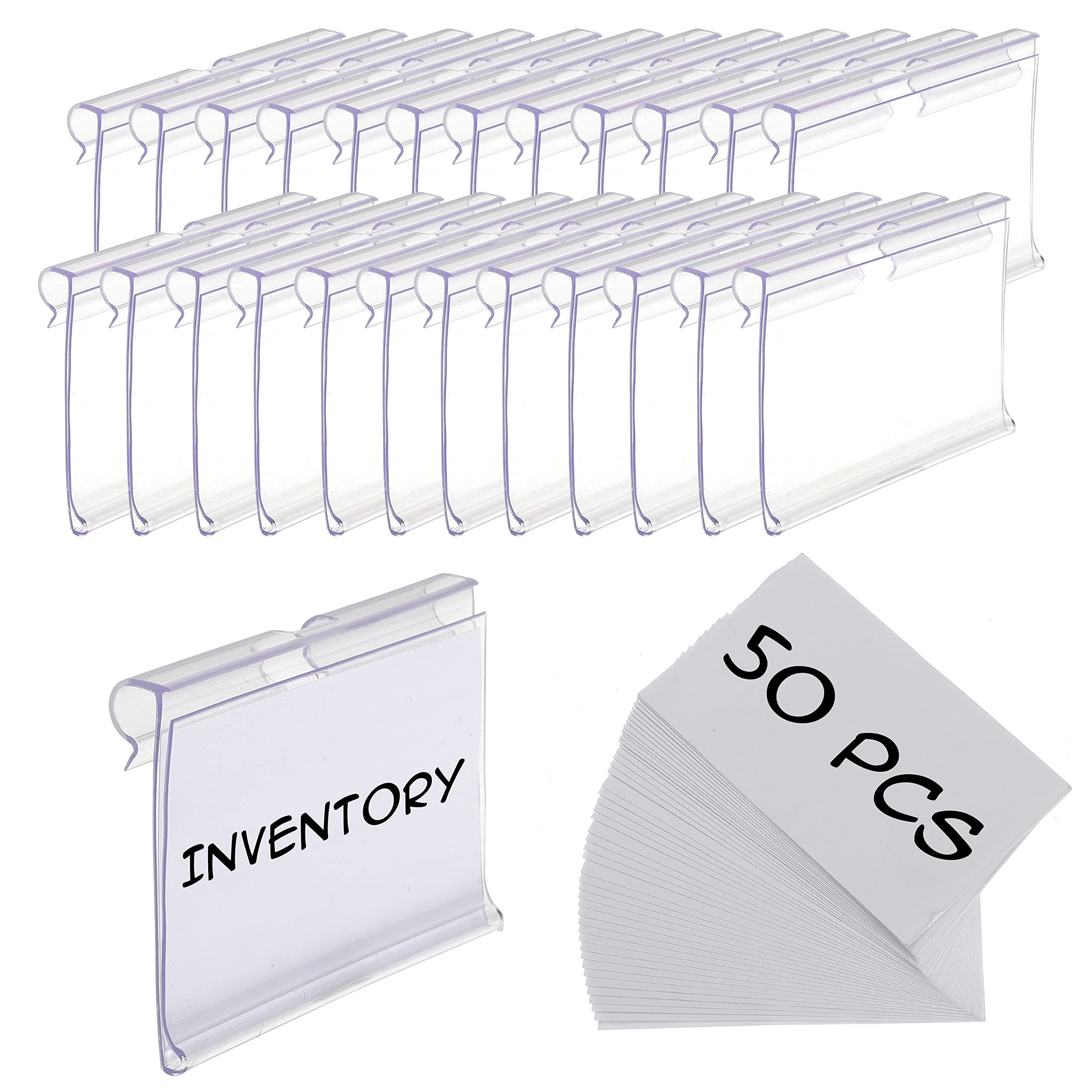 50Pcs Labels For Storage Bins Plastic Label Clip, Basket Labels Clip On Wire Shelf Price Label Holder Merchandise Sign Display H