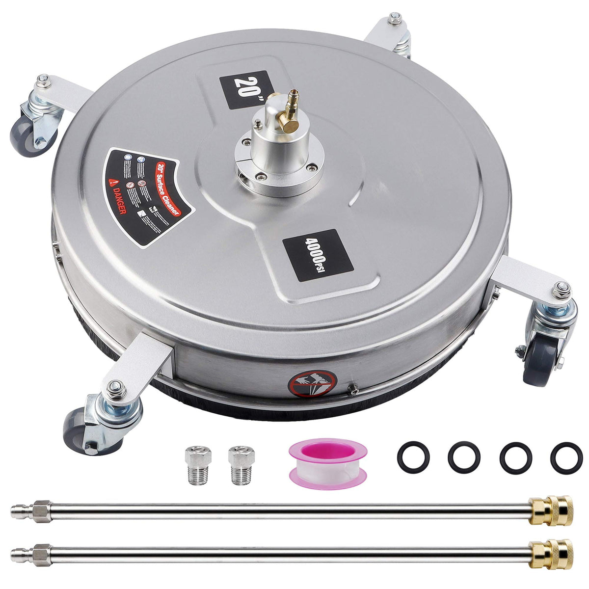 Twinkle Star 20' Pressure Washer Surface Cleaner With 4 Wheels, Stainless Steel Housing & 1/4' Quick Connector, Power Washer A