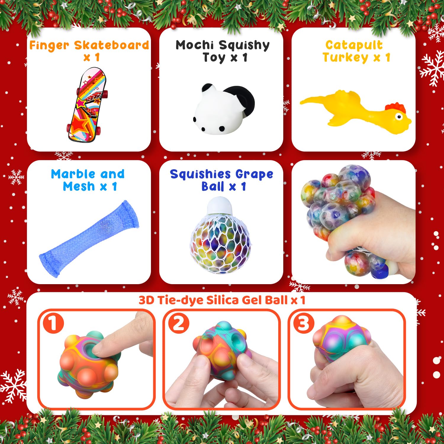 Hellojoy Christmas Pop Fidgets Advent Calendar 2024 For Boys Girls, 24 Days Countdown Calendar Push Pop Bubble Set Sensory Toys