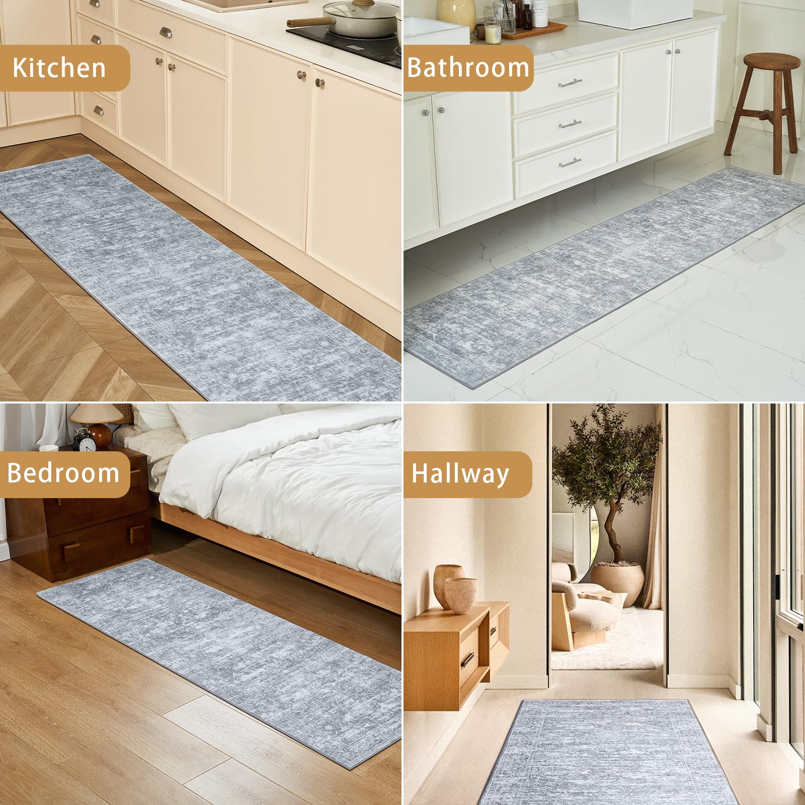 Sunnewt Non Slip Hallway Runner Rug 2'X6' Long For Kitchen Machine Washable Soft Floor Carpet Runners Rubber Backed For Hall Lau