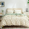 Floral Duvet Cover Queen, Brushed Microfiber 3 Pieces Floral Bedding Set Queen, Garden Style Flower Pattern Flower Queen Duvet C