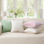 Decoruhome Valentine'S Day Chenille Soft Throw Pillow Covers 24X24 Set Of 2, Farmhouse Velvet Spring Pillow Covers, Decorative Square Pillow Covers With Stitched Edge For Couch Sofa Bed, Blush Pink