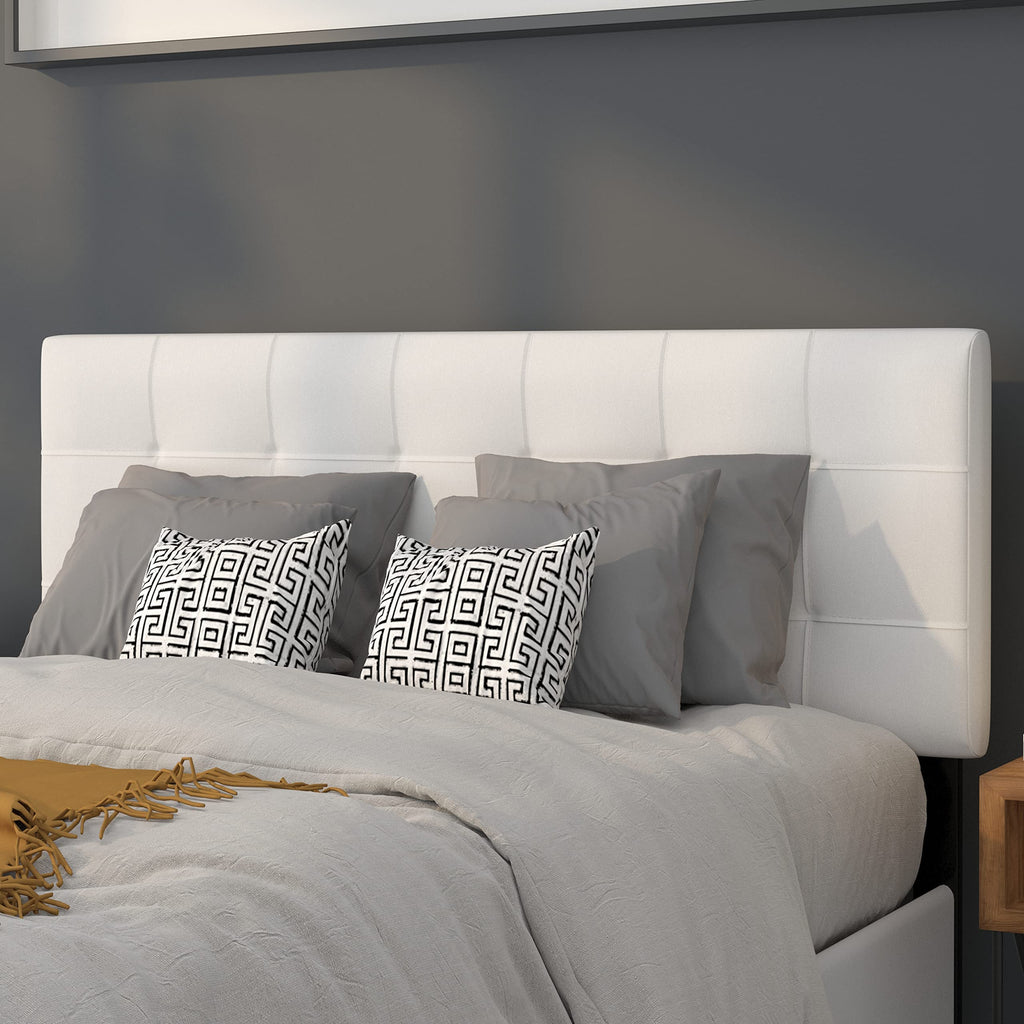 Flash Furniture Bedford Tufted Upholstered Full Size Headboard In White Fabric
