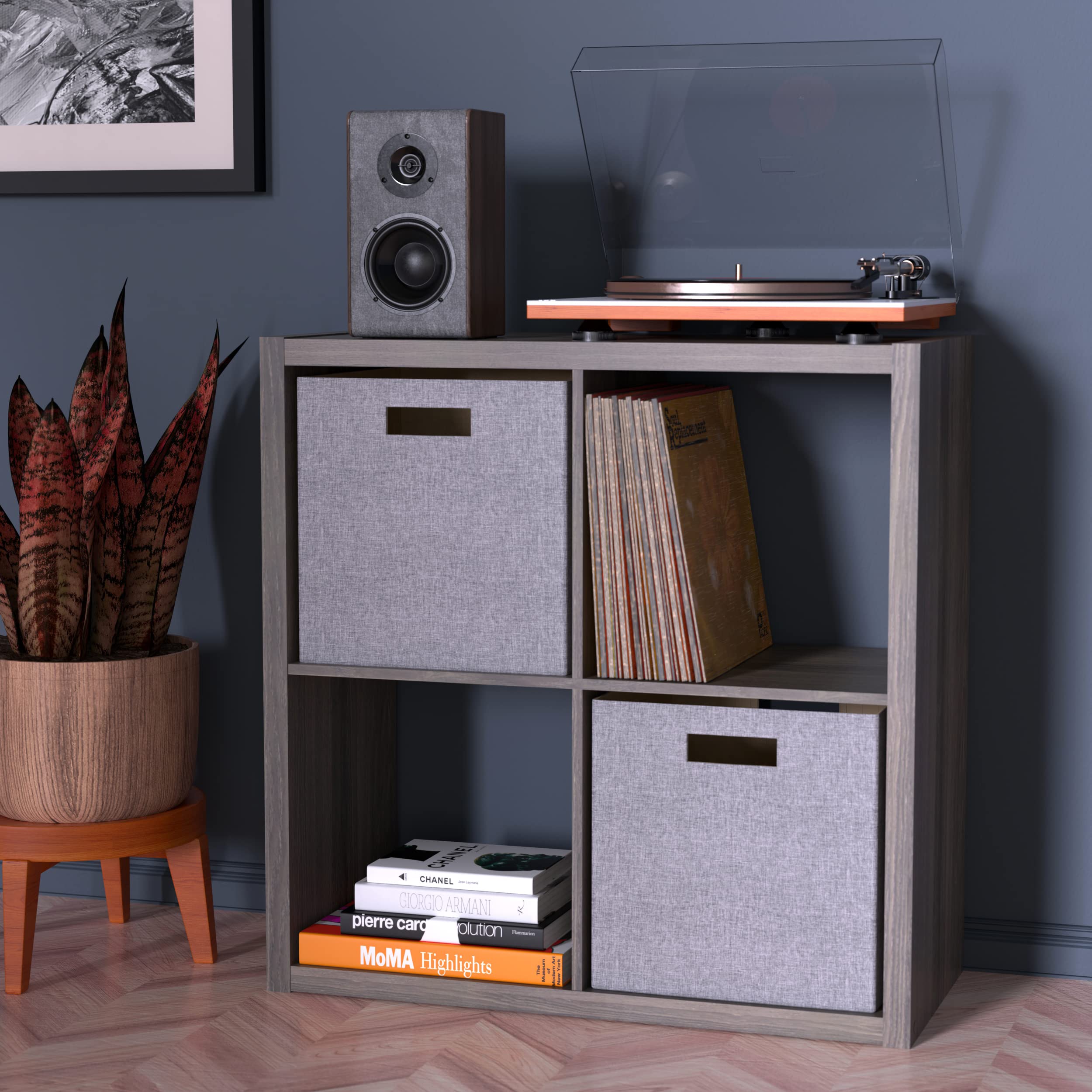 Closetmaid 4552 Decorative Open Back 4-Cube Storage Organizer, Graphite Gray