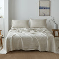 Simple&Opulence 100% French Linen Sheet Set Handmade Hemstitch Linen Full Size-4 Piece (1 Flat Sheet 1 Fitted Sheet 2 Pillowcase