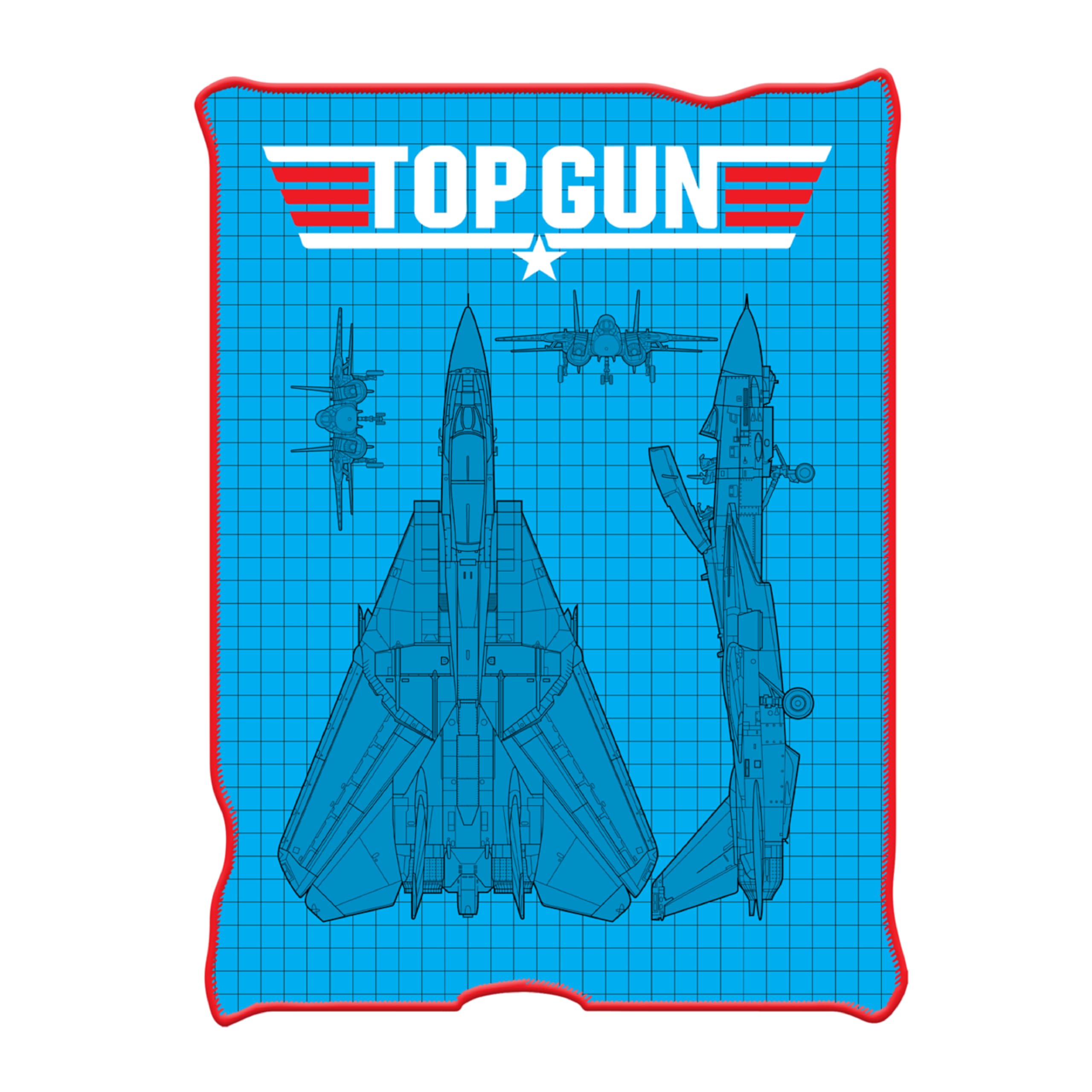 Silver Buffalo Top Gun: Maverick Plane Schematic 45' X 60' Fleece Throw, Soft And Cozy Blanket, 185 Gsm
