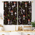 Laifzere Black Mushroom Botanical Kitchen Curtains Mushroom Green Leaves Small Short Cafe Window Curtains Boho Plant Flower Flor