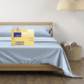 Thread Spread Luxury Egyptian Cotton Queen Stripe Sheet Set, 600 Thread Count Extra Long Staple 4 Pc Set, Queen Damask Sheets, Soft, Cooling Sateen Weave Sheets Upto 18' Deep Pocket - Light Blue