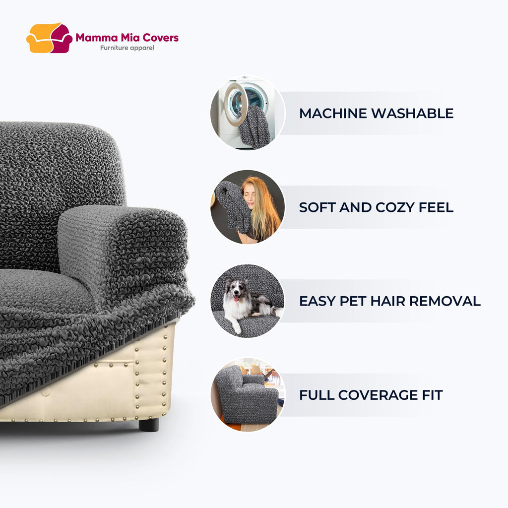 Paulato By Ga.I.Co. Sofa Slipcover - Stretch Couch Cover - Cushion Sofa Cover - Soft Polyester Fabric Slip Cover - 1-Piece Form