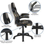 Flash Furniture Optis Black Gaming Desk And Camouflage/Black Racing Chair Set With Cup Holder, Headphone Hook & 2 Wire Management Holes