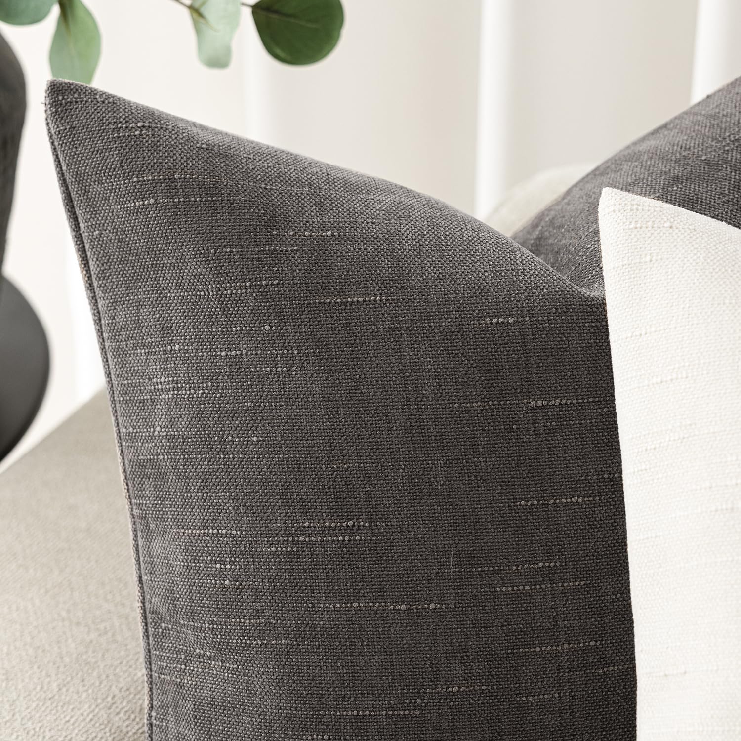 Foindtower Pack Of 2 Soft Textured Chenille Throw Decorative Pillow Covers Lumbar Accent Solid Cushion Cover Cozy Farmhouse Pill